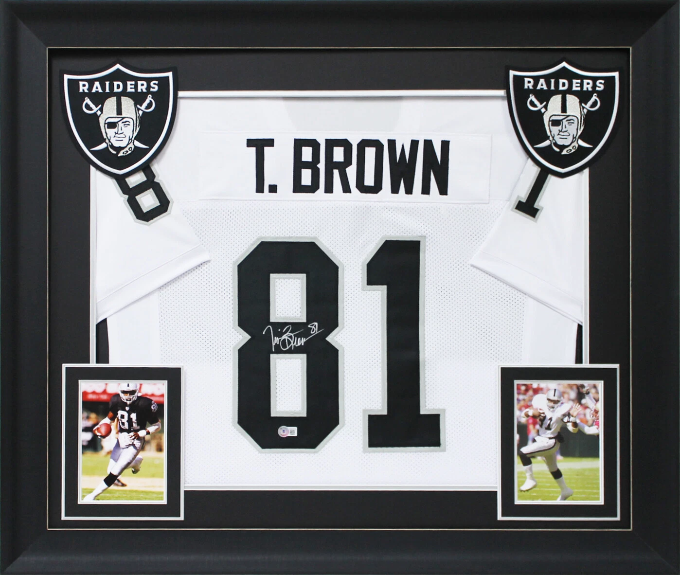 Tim Brown Authentic Signed White Pro Style Framed Jersey BAS Witnessed
