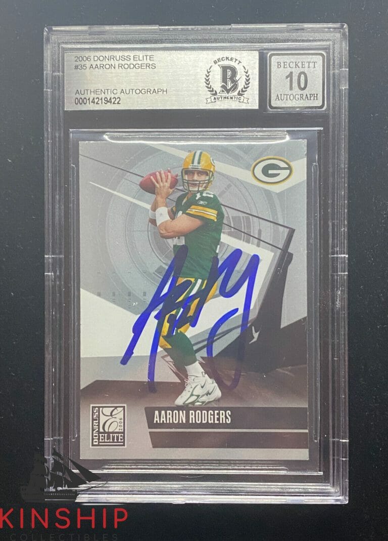 AARON RODGERS SIGNED 2006 DONRUSS ELITE CARD BECKETT SLABBED ROOKIE AUTO 10 C849
 COLLECTIBLE MEMORABILIA
