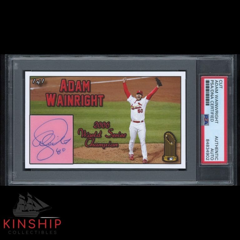 ADAM WAINWRIGHT SIGNED 3×5 CUSTOM CARD CUT PSA DNA SLABBED AUTO CARDINALS C1624
 COLLECTIBLE MEMORABILIA