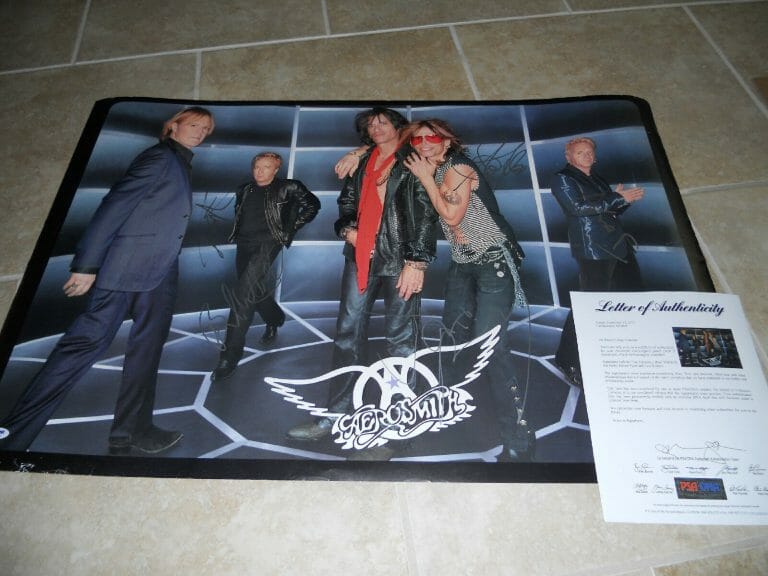 AEROSMITH BAND SIGNED AUTOGRAPHED 24×36 POSTER PSA CERTIFIED X5 TYLER, PERRY +3
 COLLECTIBLE MEMORABILIA