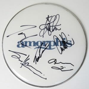 AMORPHIS Signed Autograph Auto 12" Drumhead Drum Head by 6 JSA
