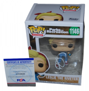 AMY POEHLER SIGNED (PARKS AND RECREATION) #1146 LESLIE FUNKO POP PSA/DNA AN10020
 COLLECTIBLE MEMORABILIA