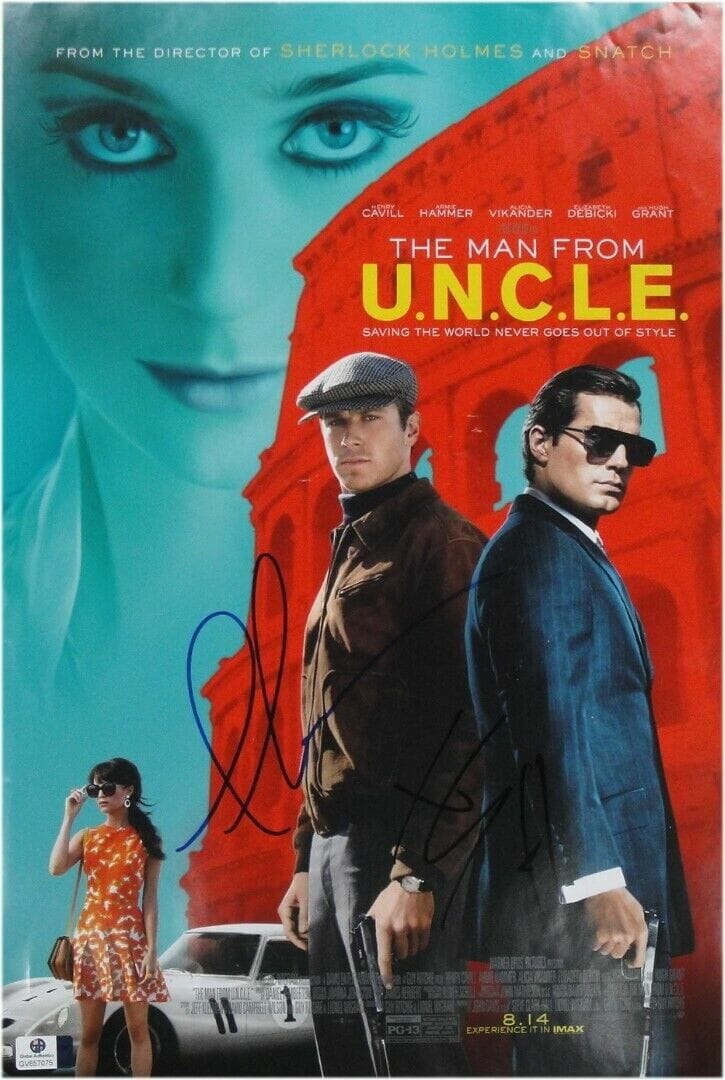 ARMIE HAMMER HENRY CAVILL SIGNED AUTO 11×17 POSTER THE MAN FROM UNLCE GV 857075
 COLLECTIBLE MEMORABILIA