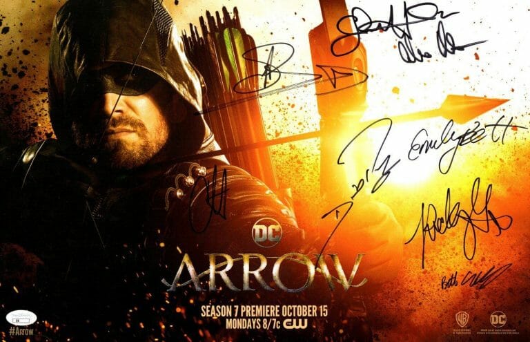 ARROW CAST SIGNED AUTOGRAPHED 11X17 POSTER 8 AUTOS AMELL RAMSEY RICKARDS JSA
 COLLECTIBLE MEMORABILIA