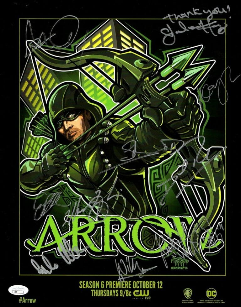 ARROW CAST SIGNED AUTOGRAPHED 12X15 POSTER 10 AUTOS AMELL RAMSEY RICKARDS JSA
 COLLECTIBLE MEMORABILIA