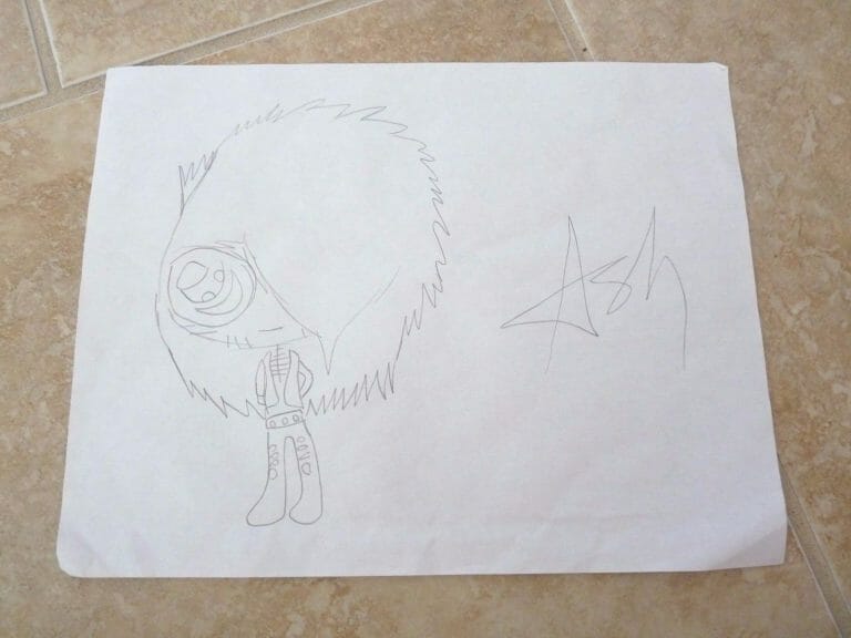 ASHLEY BLACK VEIL BRIDES 1 OF A KIND FAN DRAWING SIGNED AUTOGRAPHED 8.5 X 11
 COLLECTIBLE MEMORABILIA