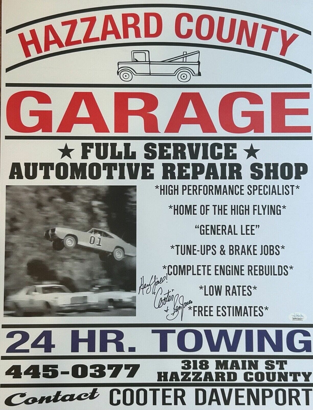 BEN JONES Signed Autograph 17x22 Poster DUKES OF HAZZARD JSA COA 062
Opens in a new window or tab