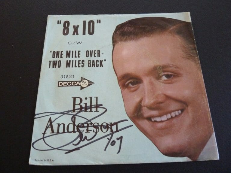 BILL ANDERSON SIGNED AUTOGRAPHED ONE MILE OVER 45 RECORD SLEEVE GUARANTEED
 COLLECTIBLE MEMORABILIA