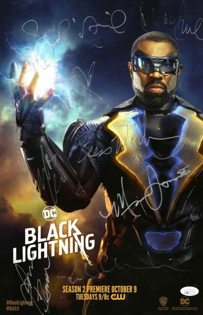 BLACK LIGHTNING CAST SIGNED 11X17 POSTER 9 AUTOS WILLIAMS JONES III AKIL JSA
 COLLECTIBLE MEMORABILIA