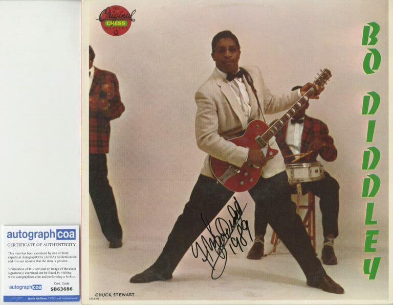 BO DIDDLEY DEBUT RECORD ON VINYL AUTOGRAPHED ACOA
 COLLECTIBLE MEMORABILIA