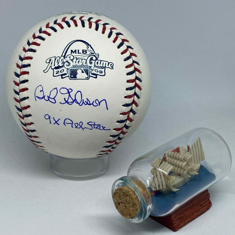 BOB GIBSON SIGNED RAWLINGS 2009 ALL STAR LOGO BASEBALL JSA INSCRIBED RARE A2048
 COLLECTIBLE MEMORABILIA