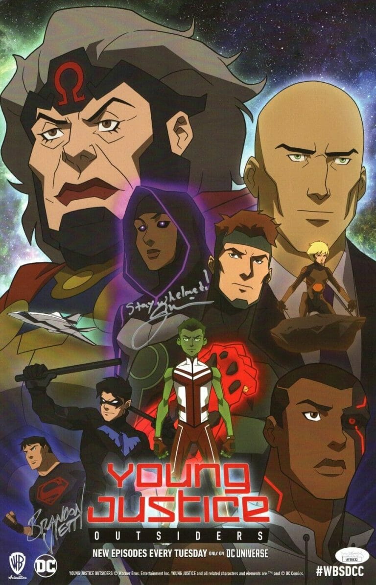 BRANDON VIETTI GREG WEISMAN DUAL SIGNED 11X17 POSTER YOUNG JUSTICE JSA AF38432
 COLLECTIBLE MEMORABILIA