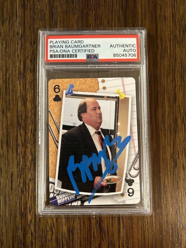 BRIAN BAUMGARTNER SIGNED ‘THE OFFICE’ CARD AUTOGRAPHED PSA ‘KEVIN MALONE’
 COLLECTIBLE MEMORABILIA