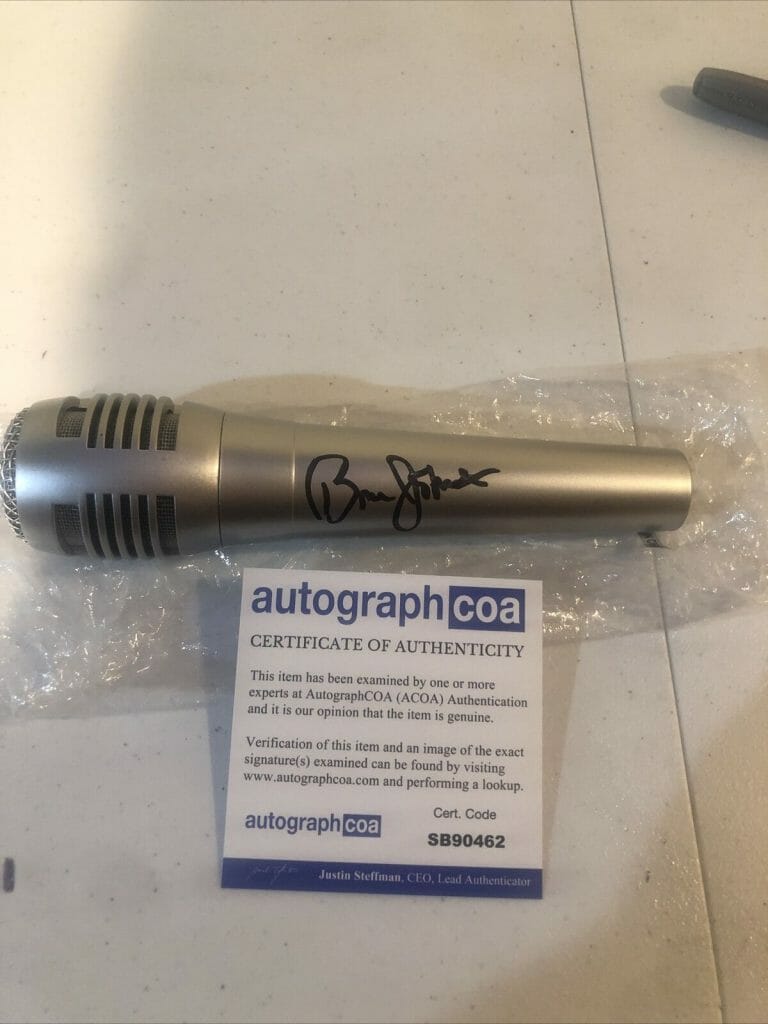BRUCE JOHNSTON BEACH BOYS SIGNED AUTOGRAPH MICROPHONE ACOA RARE
 COLLECTIBLE MEMORABILIA