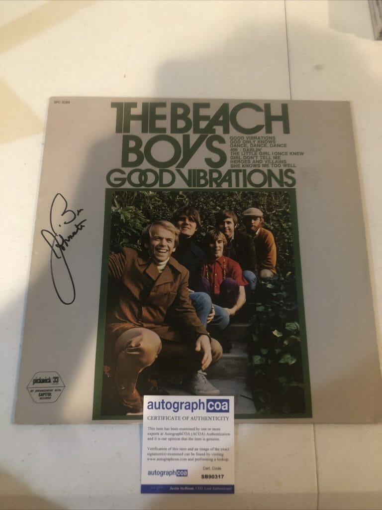 BRUCE JOHNSTON BEACH BOYS SIGNED AUTOGRAPH VINYL ALBUM ACOA GOOD VIBRATIONS
 COLLECTIBLE MEMORABILIA