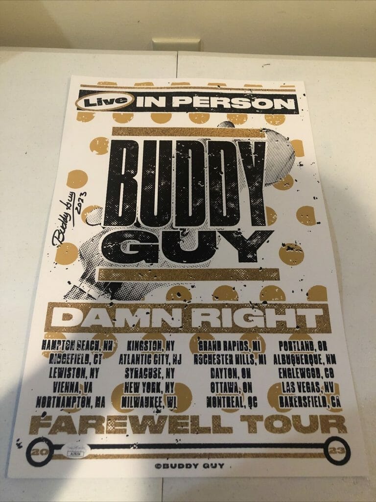 BUDDY GUY SIGNED AUTOGRAPH 12×18 TOUR POSTER JSA COA BLUES FAREWELL TOUR!
 COLLECTIBLE MEMORABILIA