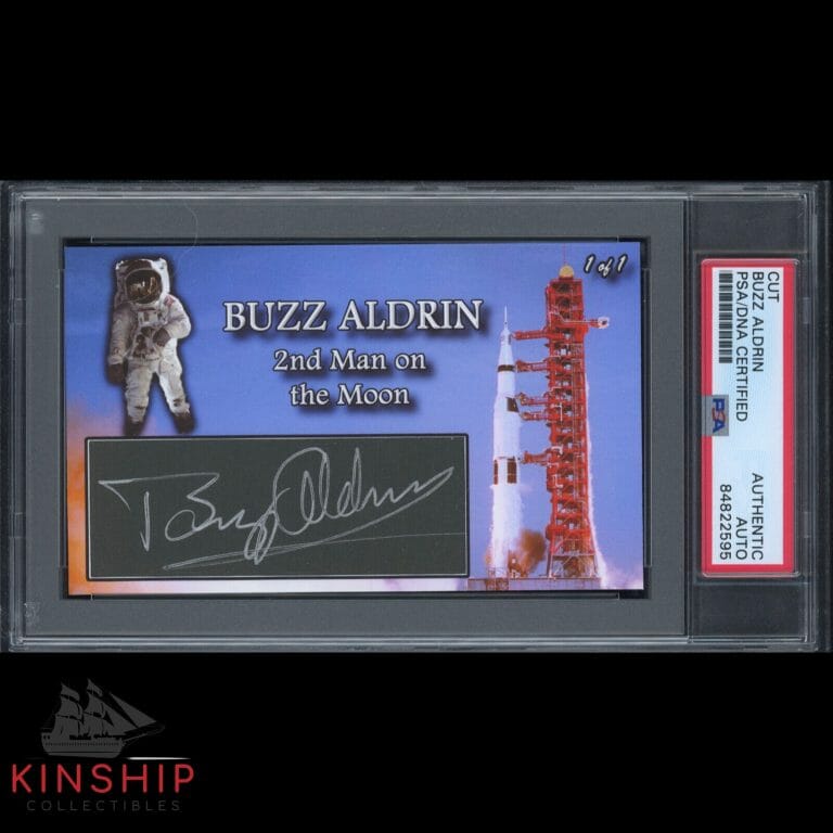 BUZZ ALDRIN SIGNED 3×5 CUSTOM CARD CUT PSA DNA SLABBED AUTO APOLLO 11 RARE C1828
 COLLECTIBLE MEMORABILIA