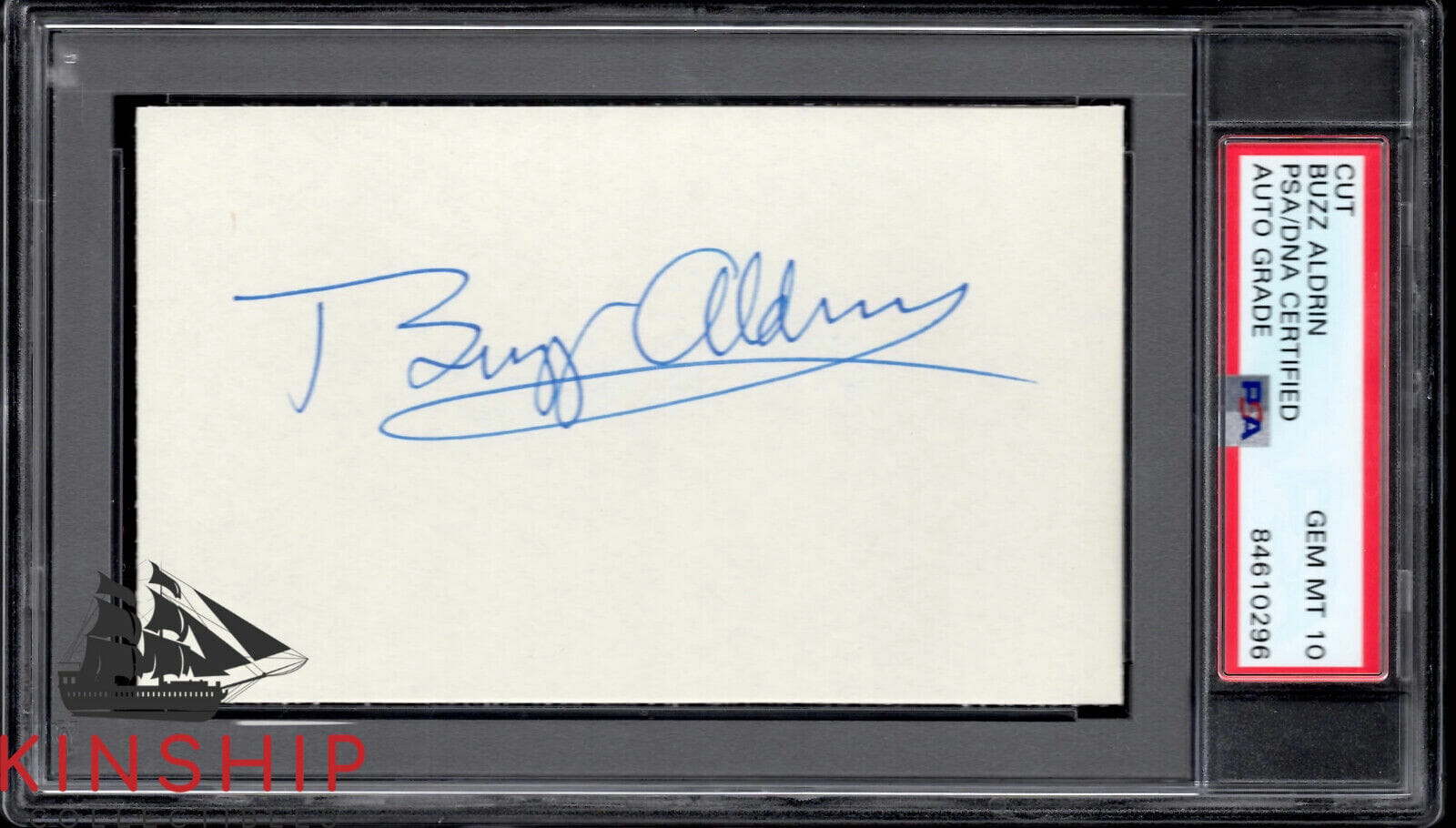 Buzz Aldrin signed 3x5 Cut PSA DNA Slab Auto 10 Apollo 11 Space Astronaut C909
