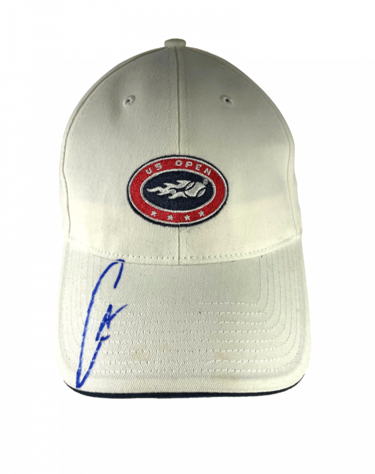 CARLOS ALCARAZ SIGNED AUTOGRAPH US OPEN LOGO TENNIS BASEBALL CAP HAT W/ JSA COA
 COLLECTIBLE MEMORABILIA