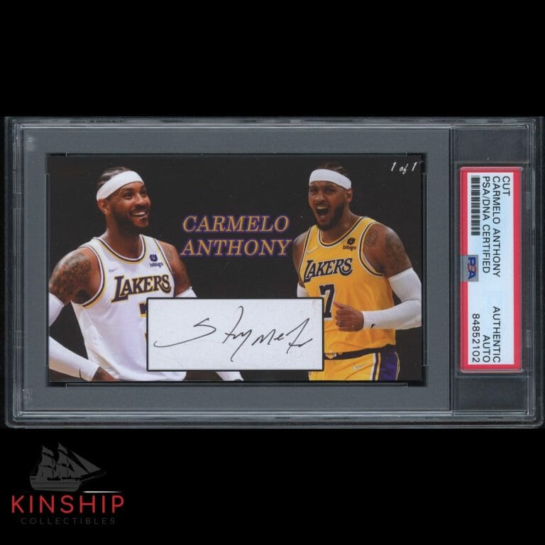 CARMELO ANTHONY SIGNED 3×5 CUSTOM CARD CUT PSA DNA SLABBED BASKETBALL AUTO C1612
 COLLECTIBLE MEMORABILIA