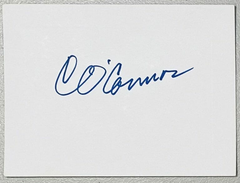 CARROLL O’CONNOR AUTOGRAPHED 4.5 X 6 CARD BAS BECKETT CERT ALL IN THE FAMILY
 COLLECTIBLE MEMORABILIA
