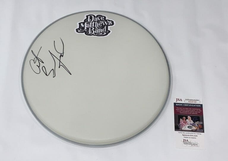 CARTER BEAUFORD SIGNED 14 INCH DRUMHEAD DAVE MATTHEWS BAND JSA COA
 COLLECTIBLE MEMORABILIA
