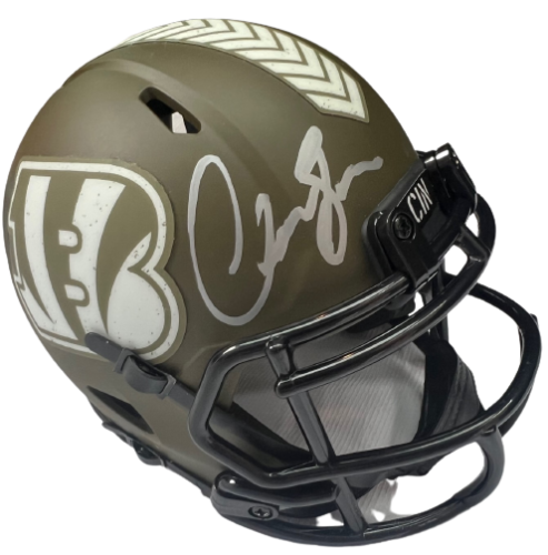 CHASE BROWN SIGNED (CINCINNATI BENGALS) SALUTE MINI HELMET BECKETT BAS AC93177
 COLLECTIBLE MEMORABILIA