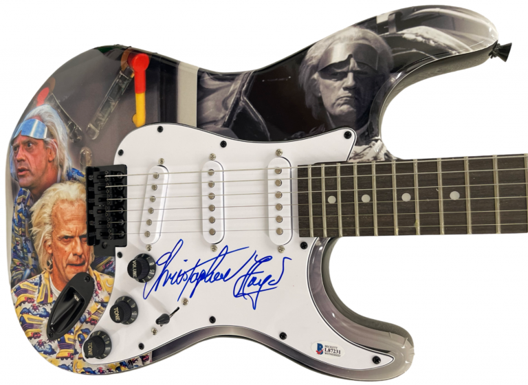 CHRISTOPHER LLOYD SIGNED BACK TO THE FUTURE CUSTOM GUITAR AUTOGARPH BECKETT
 COLLECTIBLE MEMORABILIA