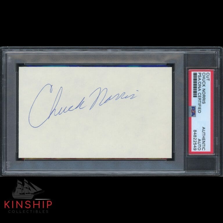 CHUCK NORRIS SIGNED 3×5 CUT PSA DNA SLABBED AUTO ACTOR RARE DODGEBALL C1790
 COLLECTIBLE MEMORABILIA