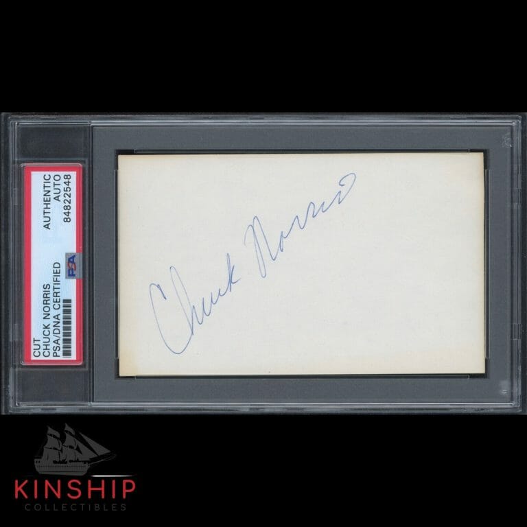CHUCK NORRIS SIGNED 3×5 CUT PSA DNA SLABBED AUTO ACTOR RARE DODGEBALL C1811
 COLLECTIBLE MEMORABILIA