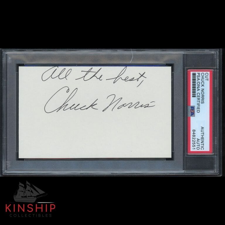 CHUCK NORRIS SIGNED INSCRIBED 3×5 CUT PSA DNA SLABBED AUTO ACTOR RARE C1791
 COLLECTIBLE MEMORABILIA