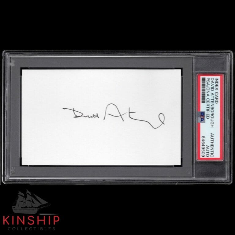 DAVID ATTENBOROUGH SIGNED 3×5 INDEX CARD PSA DNA SLABBED RARE BOLD AUTO C1157
 COLLECTIBLE MEMORABILIA