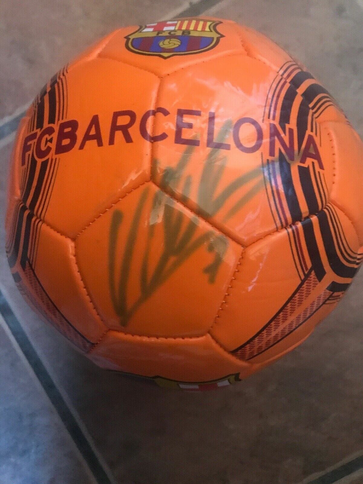 David Villa Signed Autographed Barcelona Soccer Ball Futbol Jsa STICKER