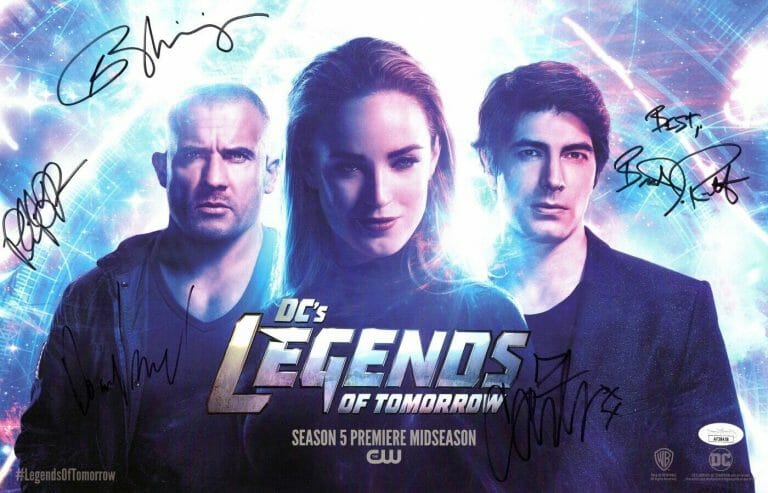 DC LEGENDS OF TOMORROW SIGNED AUTOGRAPHED 11X17 POSTER ROUTH 5 AUTOS JSA AF28458
 COLLECTIBLE MEMORABILIA