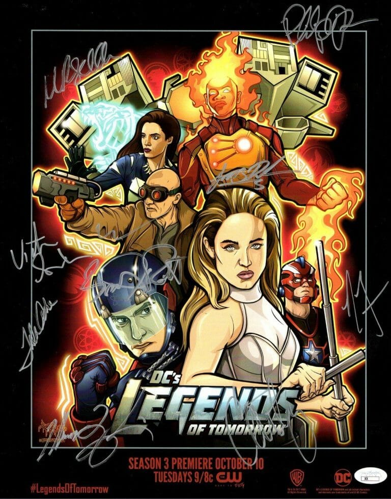 DC LEGENDS OF TOMORROW SIGNED AUTOGRAPHED 12X15 POSTER 10 AUTOS ROUTH GARBER JSA
 COLLECTIBLE MEMORABILIA