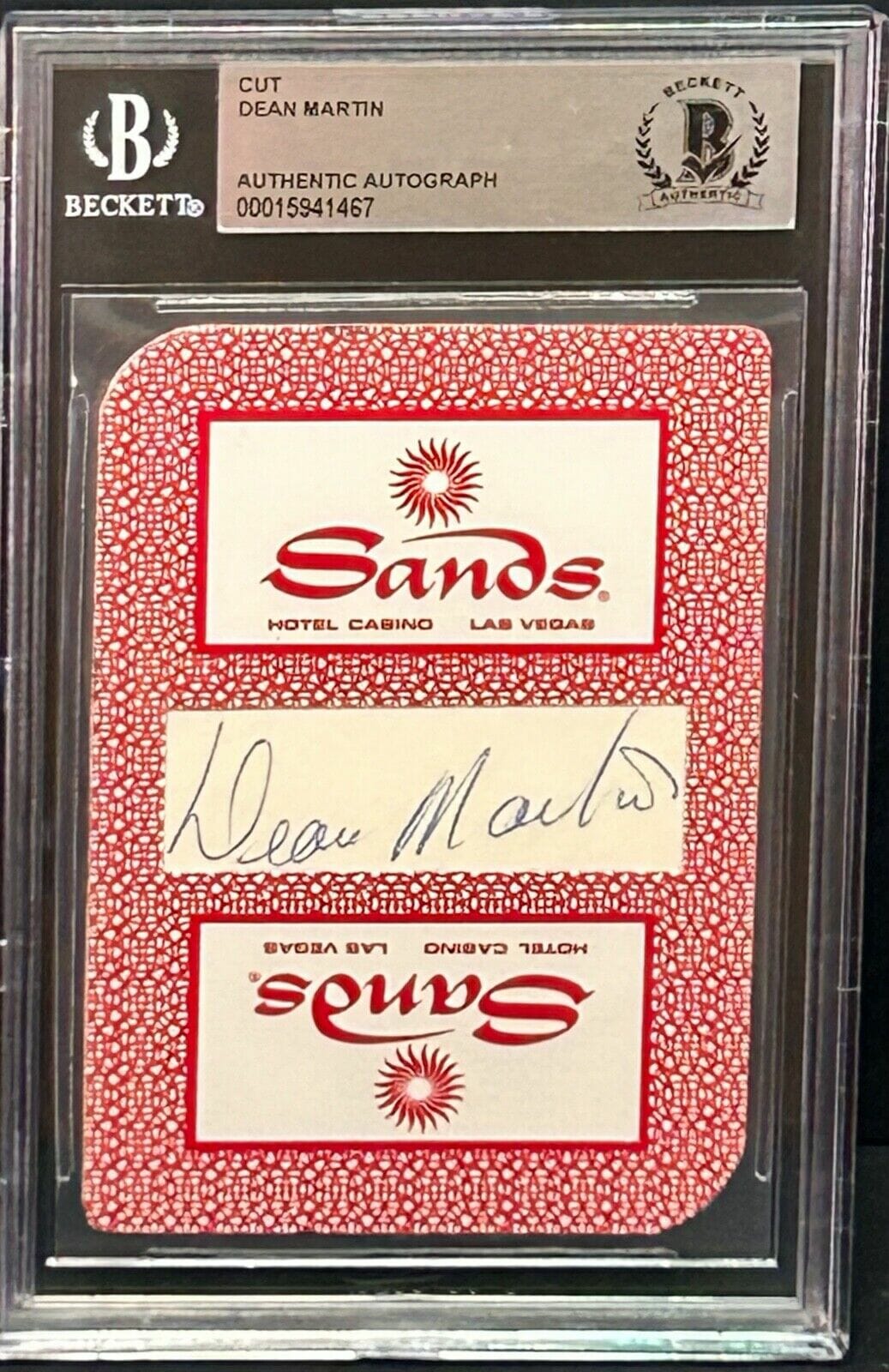 DEAN MARTIN Signed Autograph Playing Card Slabbed Encapsulated JSA LOA ...