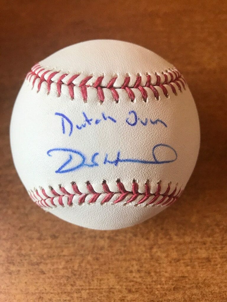 DEREK HOLLAND SIGNED AUTO BASEBALL INSCRIBED DUTCH OVEN OMLB ONYX AUTHENTICATED
 COLLECTIBLE MEMORABILIA