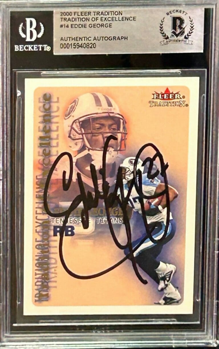 EDDIE GEORGE SIGNED AUTOGRAPH SLABBED ENCAPSULATED 2000 FLEER CARD 14 OF 20 BAS
 COLLECTIBLE MEMORABILIA