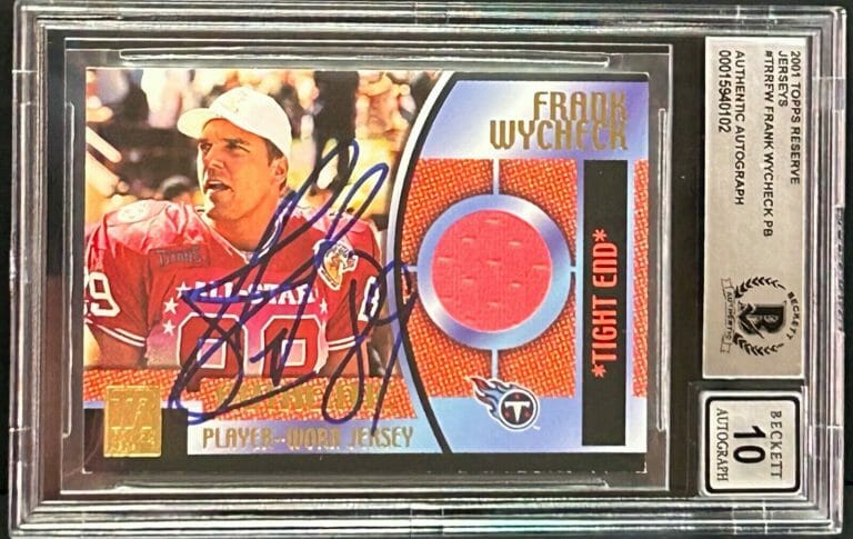 FRANK WYCHECK SIGNED AUTO SLABBED JERSEY PIECE CARD BAS 10 AUTOGRAPH NFL TITANS
 COLLECTIBLE MEMORABILIA