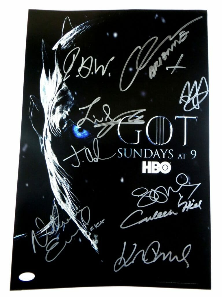 GAME OF THRONES MULTI SIGNED 13X20 POSTER 9 AUTOS CUNNINGHAM TURNER JSA XX29905
 COLLECTIBLE MEMORABILIA