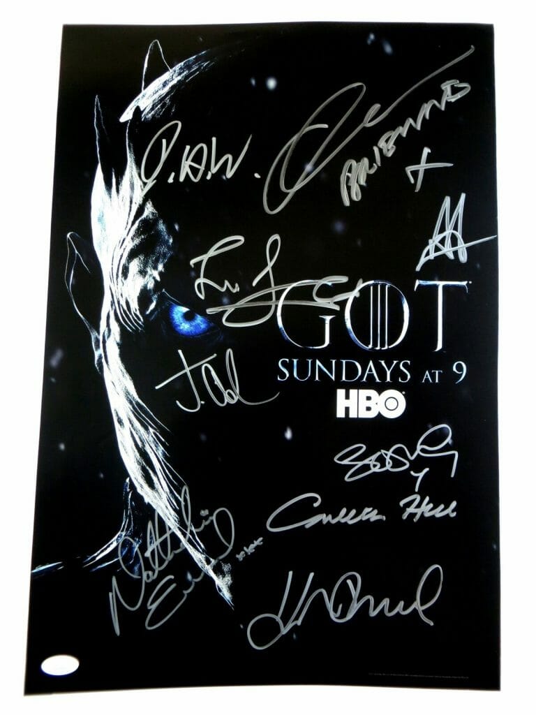 GAME OF THRONES MULTI SIGNED 13X20 POSTER 9 AUTOS CUNNINGHAM TURNER JSA XX29906
 COLLECTIBLE MEMORABILIA