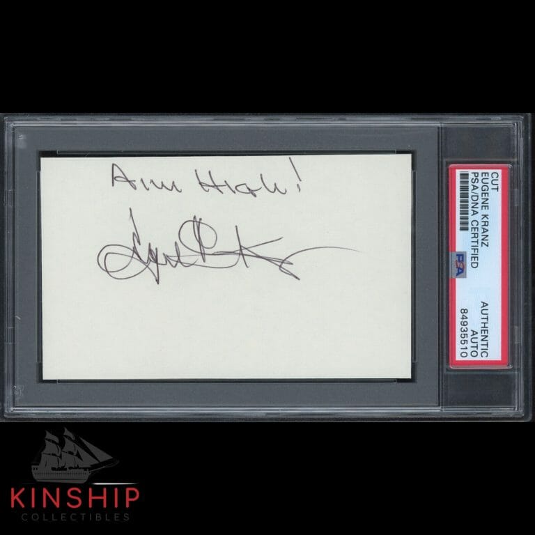 GENE KRANZ SIGNED 3×5 CUT PSA DNA SLABBED NASA INSCRIBED AUTO EUGENE C1821
 COLLECTIBLE MEMORABILIA