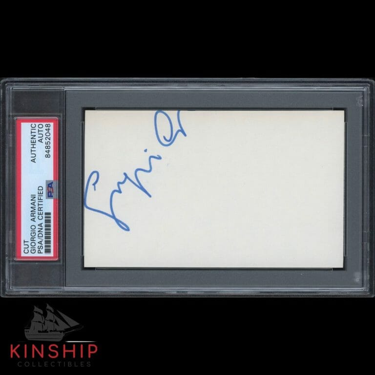 GIORGIO ARMANI SIGNED 3×5 INDEX CARD PSA DNA SLABBED AUTO FASHION DESIGNER C1506
 COLLECTIBLE MEMORABILIA