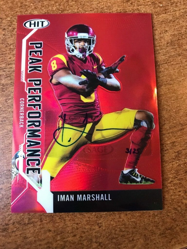 IMAN MARSHALL 2019 SAGE HIT PEAK PERFORMANCE ROOKIE SIGNATURE AUTO RED #ED 3/25
 COLLECTIBLE MEMORABILIA