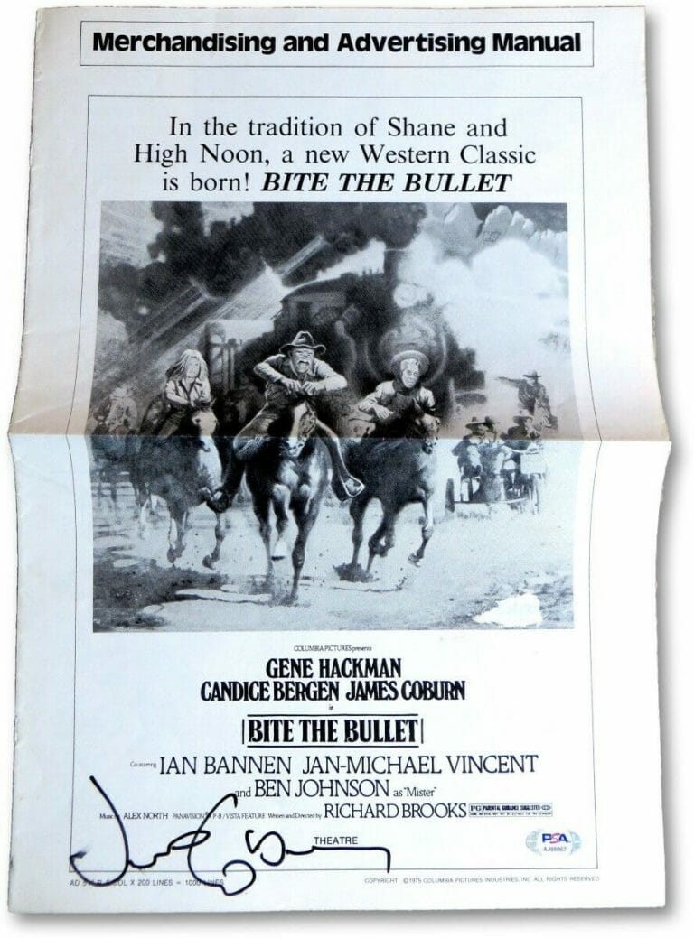 JAMES COBURN SIGNED AUTOGRAPHED PROMO POSTER BITE THE BULLET PSA AJ88067
 COLLECTIBLE MEMORABILIA