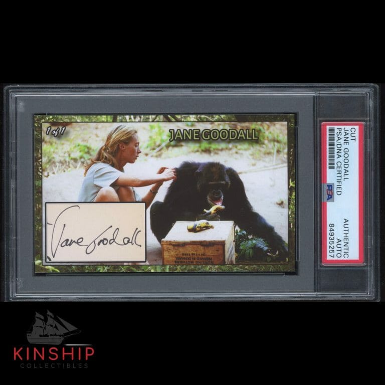 JANE GOODALL SIGNED 3×5 CUSTOM CARD CUT PSA DNA SLABBED MONKEY AUTO C1911
 COLLECTIBLE MEMORABILIA