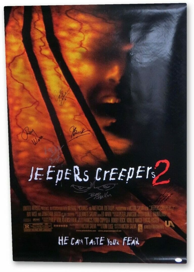 JEEPERS CREEPERS 2 CAST AUTOGRAPHED 27X40 MOVIE POSTER SALVA WISE JSA II59831
 COLLECTIBLE MEMORABILIA