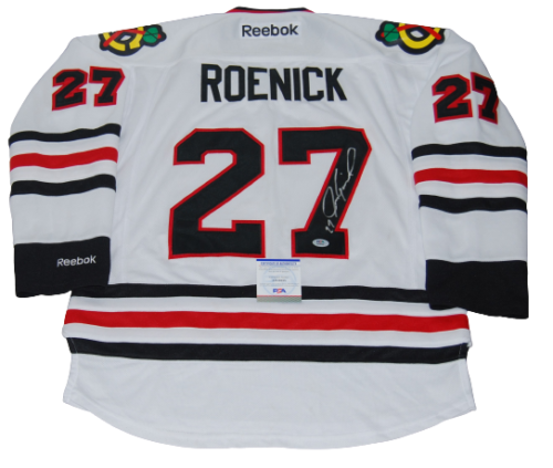 JEREMY ROENICK SIGNED (CHICAGO BLACKHAWKS) WHITE REEBOK JERSEY PSA/DNA AN10185
 COLLECTIBLE MEMORABILIA