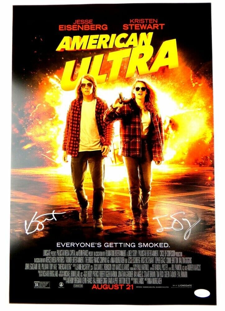 Jesse Eisenberg Kristen Stewart Signed 13X20 Poster American Ultra JSA ...