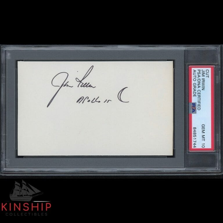 JIM IRWIN SIGNED 3×5 CUT PSA DNA SLAB AUTO 10 APOLLO 15 SPACE ASTRONAUT C1425
 COLLECTIBLE MEMORABILIA